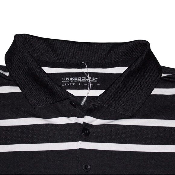 Nike Golf 2XL Dri Fit Stay Cool Short Sleeve Black White Striped Golf Polo Shirt - Picture 8 of 9